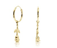 Gold Plated A Rose Silver Hoop Earring HO-1678-GP